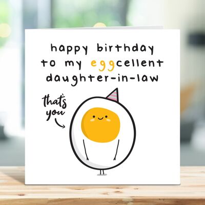 Daughter In Law Birthday Card, Happy Birthday To My Egg-Cellent Daughter In Law, Cute Card, Egg Card, From Parents, Card For Her , TH309