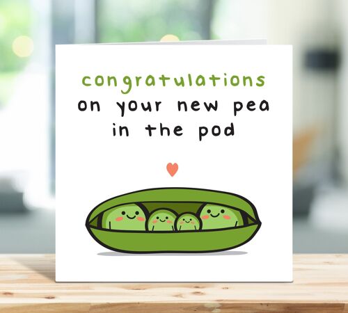 New Baby Card, Congratulations On Your New Pea In The Pod, New Parents Card, Funny Pregnancy Card, Mum To Be, Pea Pun, Food Pun , TH317
