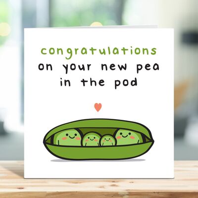 New Baby Card, Congratulations On Your New Pea In The Pod, New Parents Card, Funny Pregnancy Card, Mum To Be, Pea Pun, Food Pun , TH317
