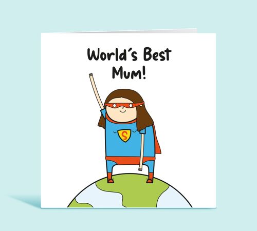 Mum Happy Birthday Card, World's Best Mum, Thank You Card For Mum, Cute Greetings Card, For Bonus Mum, Step Mum, From Daughter, From Son , TH324