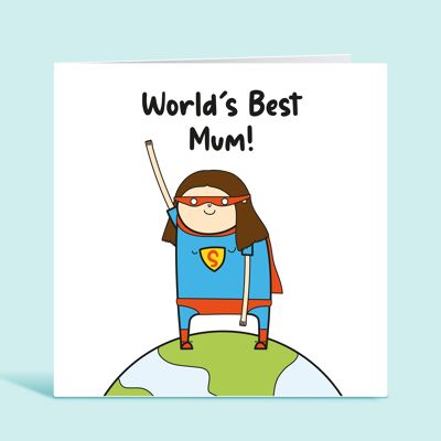 Mum Happy Birthday Card, World's Best Mum, Thank You Card For Mum, Cute Greetings Card, For Bonus Mum, Step Mum, From Daughter, From Son , TH324