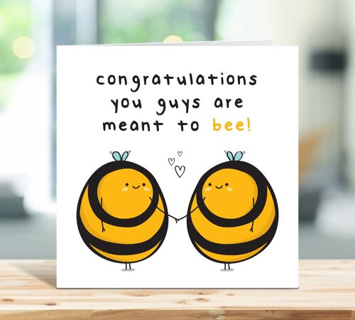 Congratulations You Guys Are Meant To Bee, Cute Engagement Card, Wedding Card, Anniversary Card For Couple, For Friends, Newlyweds, Bee Card , TH328