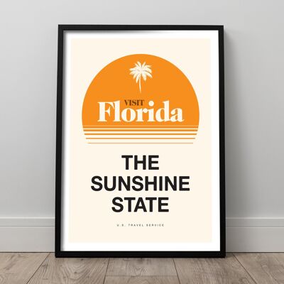 Art mural de Floride, impression de Floride rétro, affiche de voyage de Floride, The Sunshine State, Art mural de Floride, impression de mur de Floride Vintage, , TH335