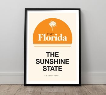Art mural de Floride, impression de Floride rétro, affiche de voyage de Floride, The Sunshine State, Art mural de Floride, impression de mur de Floride Vintage, , TH335 1