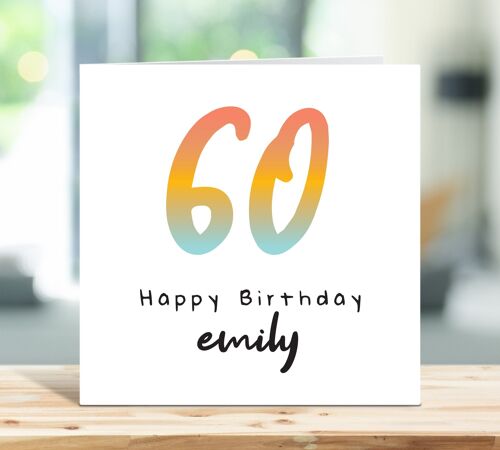 Personalised 60th Birthday Card for Her, Friend, Women, Sister, Wife, 60 Birthday Card for Female, Sixty, Any Name, Any Age , TH339