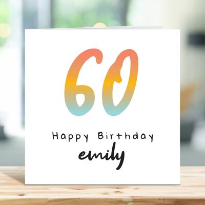 Personalised 60th Birthday Card for Her, Friend, Women, Sister, Wife, 60 Birthday Card for Female, Sixty, Any Name, Any Age , TH339