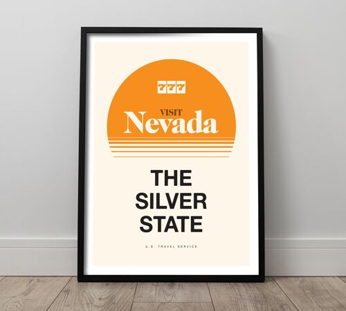 Nevada Poster, Retro Nevada Art Print, The Silver State, Travel Fine Art Print, Nevada Wall Art, United States Travel Prints , TH341