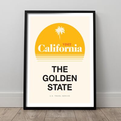 Arte de pared de California, cartel del estado de California, cartel de viaje retro, impresión de viaje vintage, arte de pared del hogar, decoración de oficina, regalo de inauguración de la casa, TH343