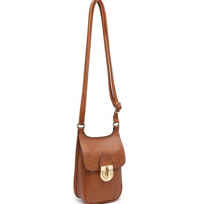 Sac à bandoulière de qualité, sac à main pour téléphone portable, petit sac à bandoulière, portefeuille pour téléphone, sac à bandoulière, sac à bandoulière longue pour I Phone, Galaxy Smartphones -A36751m marron