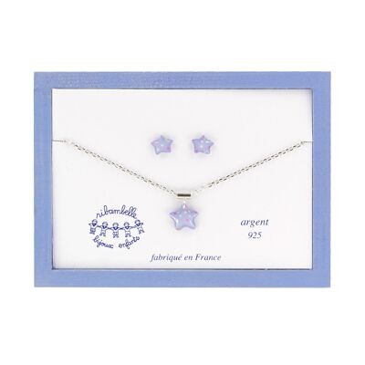 Children's Girls Jewelry - 925 silver star earrings and necklace box