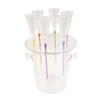 SET 6 FLUTES ET SUPPORT SEAU A GLACE