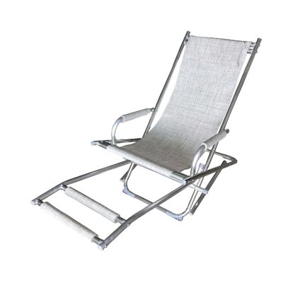 CHAISE LONGUE ALU GRIS CHINE AVEC REPOSE PIEDS