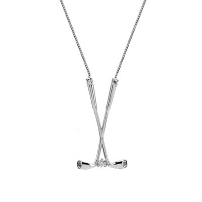 Necklace golfer 925 silver with three zirconia crystals