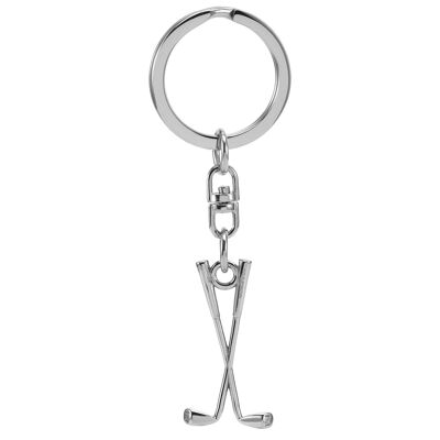 Golf keychain stainless steel silver colored