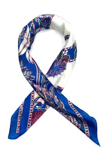 petit carré foulards touche soie D-7 bleu 2