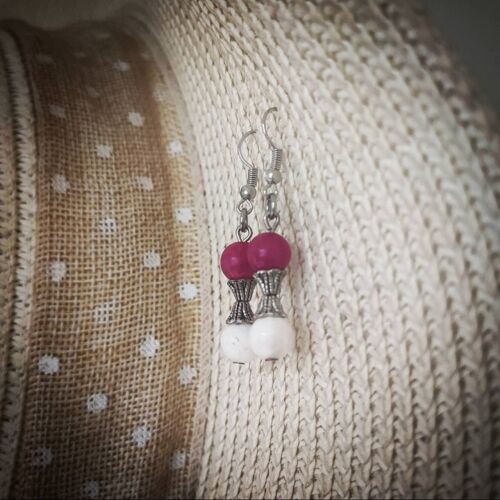 Howlite and pink jade earrings