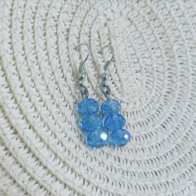Crystal earrings - Light blue - Golden stainless steel