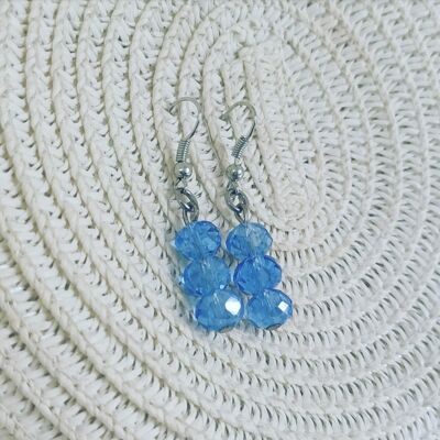 Crystal earrings - Dark blue - Golden stainless steel