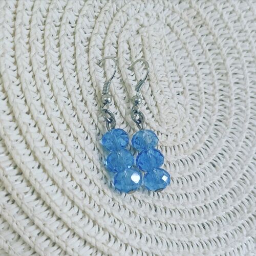 Crystal earrings - Dark blue - Rose golden stainless steel