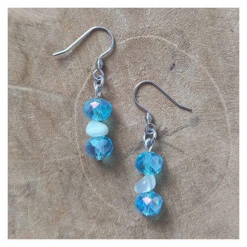 Crystal and jade earrings - Stainless steel