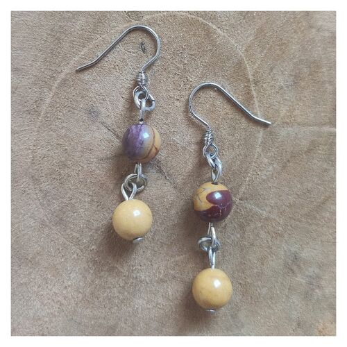 Mookaite earrings - Rose golden stainless steel