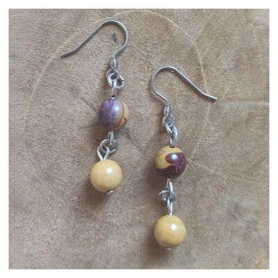 Boucles d'oreilles Mookaite - Acier inoxydable