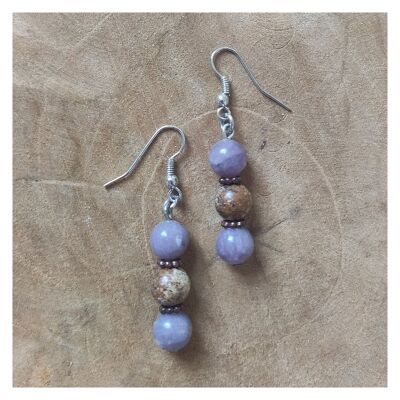 Boucles d'oreilles aigue-marine et jaspe - Acier inoxydable