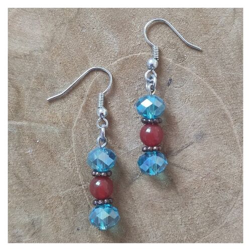 Crystal and carnelian earrings - Golden stainless steel