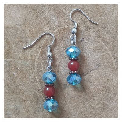 Crystal and carnelian earrings - Golden stainless steel