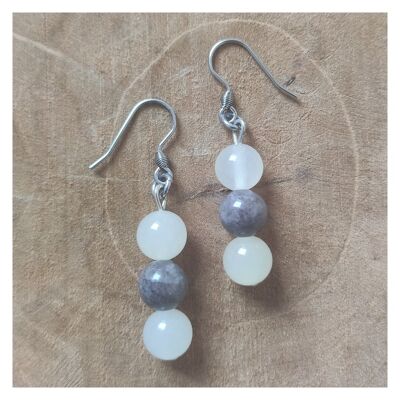 Boucles d'oreilles jaspe et jade - Acier inoxydable