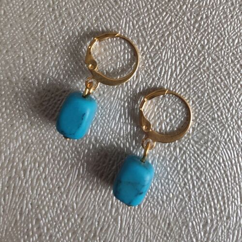 Huggie hoop earrings with howlite - Stainless steel