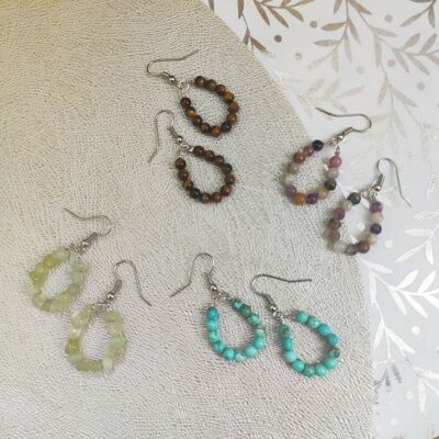 Boucles d'oreilles goutte - Jade vert - Acier inoxydable doré