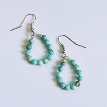 Boucles d'oreilles goutte - Turquoise - Acier inoxydable 4