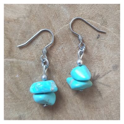 Synthetic turquoise earrings - Golden stainless steel