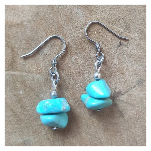 Synthetic turquoise earrings - Stainless steel