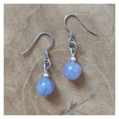 Lilac aquamarine earrings - Golden stainless steel