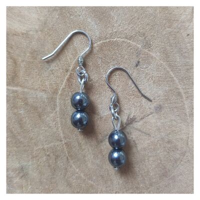 Hematite earrings - Golden stainless steel