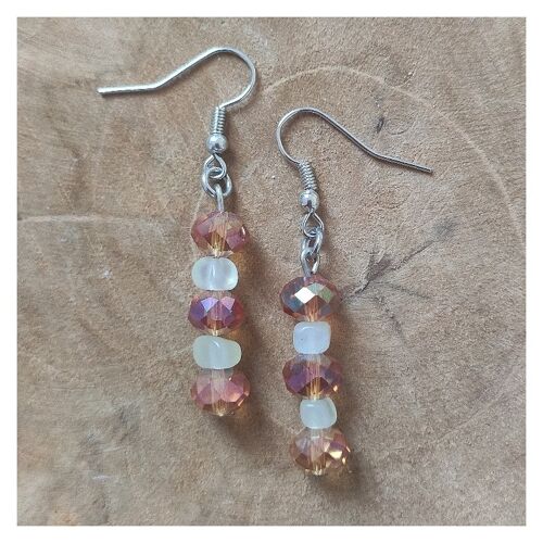 Crystal and natural jade earrings - Stainless steel