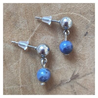 Boucles d'oreilles en sodalite bleu foncé - 6mm