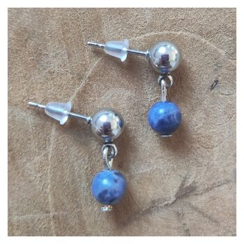 Boucles d'oreilles en sodalite bleu foncé - 8mm 1