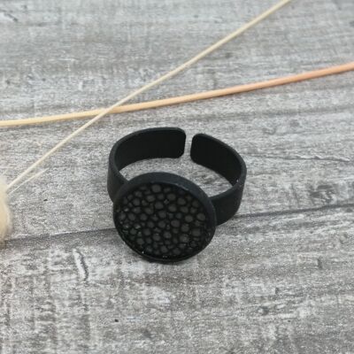 Bague - Maritime - cuir de raie - noir 1