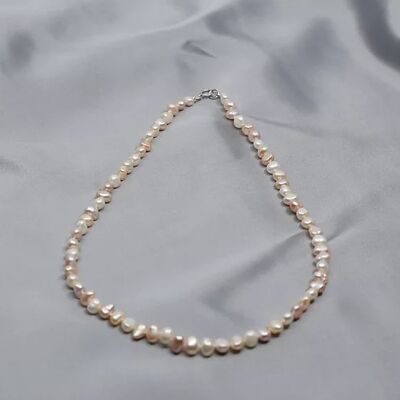 Freshwater Pearl Necklace Pebbles Coil Pink