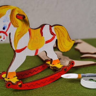 Cavallo a dondolo - Puzzle 3D da colorare