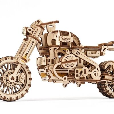 Moto Scrambler UGR-10 con Sidecar - Rompecabezas mecánico 3D