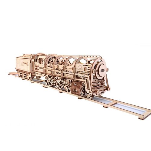 Steam Locomotive with Tender - Mechanical 3D Puzzle