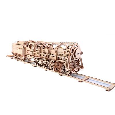 Locomotora de vapor con ténder - Rompecabezas mecánico 3D