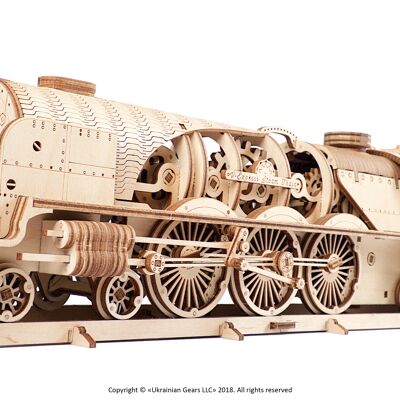 Tren de vapor V-Express con ténder - Rompecabezas mecánico 3D