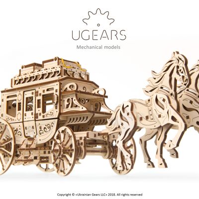 Wooden Stagecoach - Mechanical 3D Puzzle