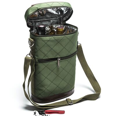 Insulated 2 bottle HAUTE COUTURE bag Khaki + corkscrews