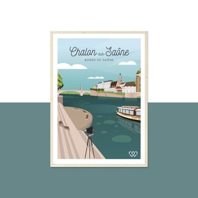 Chalon-sur-Saône, las orillas del Saona - postal - 10x15cm